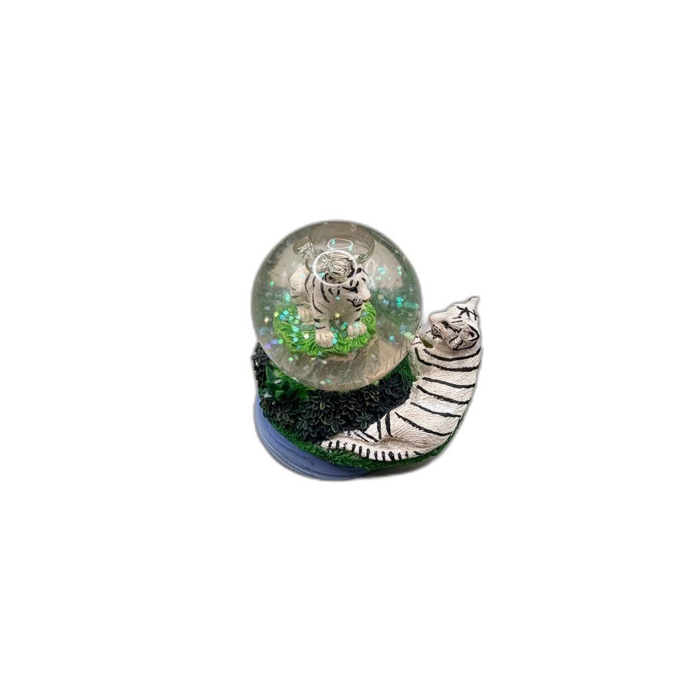 Vintage 1999 Cadona White Tiger Figurine Tiger Cub Glitter Water Globe